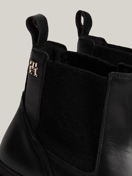 Tommy Hilfiger Tommy Hilfiger Kadın Rahat Taban Deri Düz Taban Siyah Bot & Bootie FW0FW08448-BDS