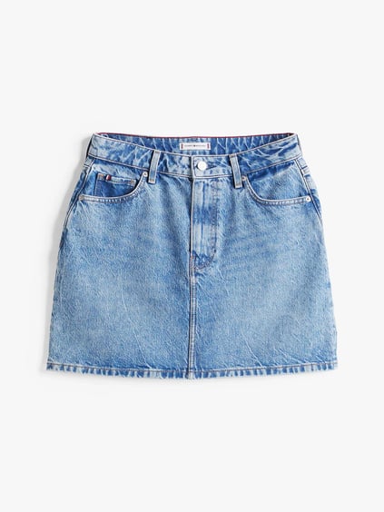 TOMMY HILFIGER Tommy Hilfiger Kadın Regular Fit Normal Bel Mini Denim Mavi Etek WW0WW44392-1A8