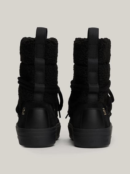 Tommy Hilfiger Tommy Hilfiger Kadın Suni Kürk Detaylı Bağcıklı Siyah Bot & Bootie FW0FW08252-BDS