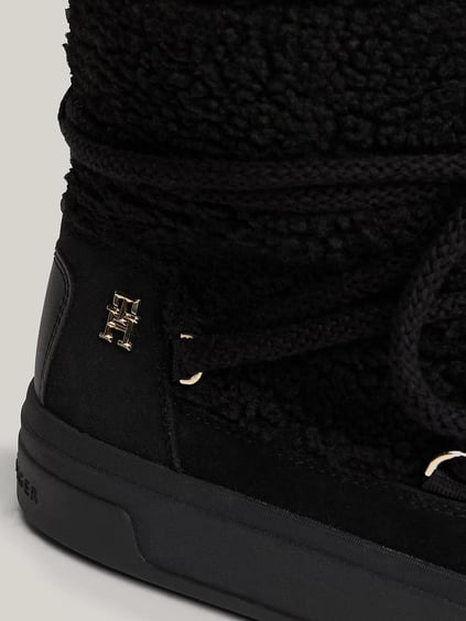 Tommy Hilfiger Tommy Hilfiger Kadın Suni Kürk Detaylı Bağcıklı Siyah Bot & Bootie FW0FW08252-BDS