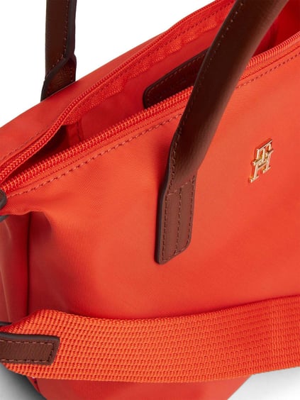 Tommy Hilfiger Tommy Hilfiger Kadın TH Monogram Logolu Fermuarlı Kısa Askılı Turuncu Omuz Çantası AW0AW17709-SPP