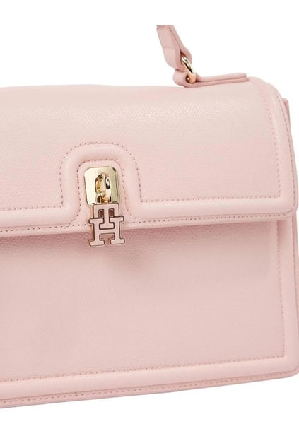 TOMMY HILFIGER Tommy Hilfiger Kadın TH Monogram Logolu Mini Kilit Kapamalı Ayarlanabilir Çıkarılabilir Omuz Askılı Pembe Omuz Çantası AW0AW17176-TQN