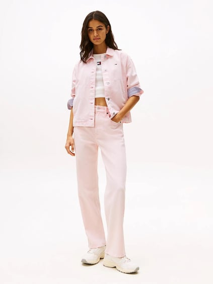 TOMMY HILFIGER Tommy Hilfiger Kadın Uzun Kol Denim Kumaş Düğme Kapamalı Pembe Ceket DW0DW20230-TH3