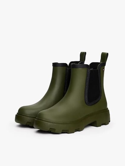 Tommy Hilfiger Tommy Hilfiger Kadın Yüksek Rahat Taban Elastik Bilek Bantlı Bayrak Logo İmzalı Yeşil Bot & Bootie FW0FW08974-MT1