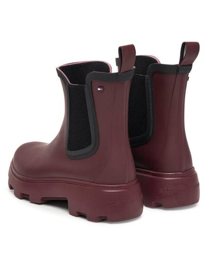 Tommy Hilfiger Tommy Hilfiger Kadın Yüksek Rahat Taban Elastik Bilek Bantlı Bayrak Logo İmzalı Bordo Bot & Bootie FW0FW08974-H04