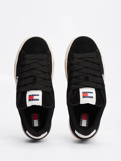 TOMMY HILFIGER Tommy Hilfiger Kadın Yüksek Rahat Taban Süet Siyah Sneaker EN0EN02677-BDS