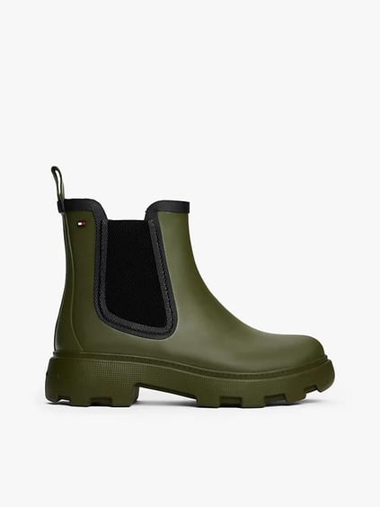 Tommy Hilfiger Tommy Hilfiger Kadın Yüksek Rahat Taban Elastik Bilek Bantlı Bayrak Logo İmzalı Yeşil Bot & Bootie FW0FW08974-MT1