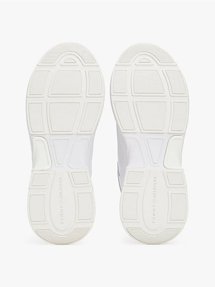 TOMMY HILFIGER Tommy Hilfiger Kadın Yüksek Taban Düşük Bilekli TH Monogram Logolu Deri Beyaz Sneaker FW0FW08474-YBS