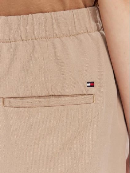 TOMMY HILFIGER Tommy Hilfiger Kadın Yüksek Bel Cepli Kısa Boy Keten Bej Şort WW0WW44762-AEG