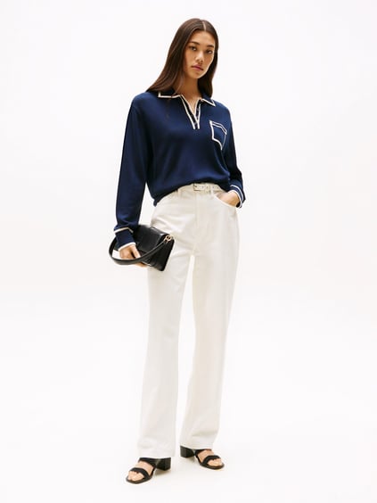 TOMMY HILFIGER Tommy Hilfiger Kadın Yüksek Topuk TH Logo Çift Bantlı Deri Siyah Sandalet FW0FW08530-BDS