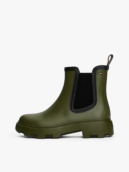 Tommy Hilfiger Tommy Hilfiger Kadın Yüksek Rahat Taban Elastik Bilek Bantlı Bayrak Logo İmzalı Yeşil Bot & Bootie FW0FW08974-MT1