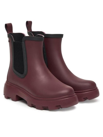 Tommy Hilfiger Tommy Hilfiger Kadın Yüksek Rahat Taban Elastik Bilek Bantlı Bayrak Logo İmzalı Bordo Bot & Bootie FW0FW08974-H04