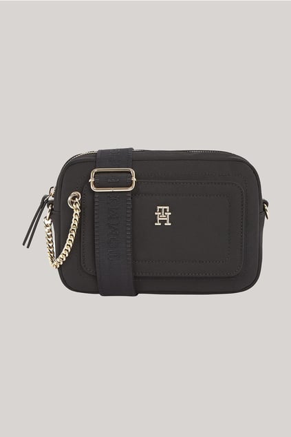 TOMMY HILFIGER Tommy Hilfiger Kadın Zincir Aksesuar Detaylı Ayarlanabilir Askılı Siyah Omuz Çantası AW0AW16900-BDS