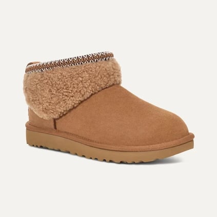 UGG UGG Kadın Bileği Kürk Şık Detaylı Yüksek Taban Taba Bot & Bootie 1158263-CHESTNUT
