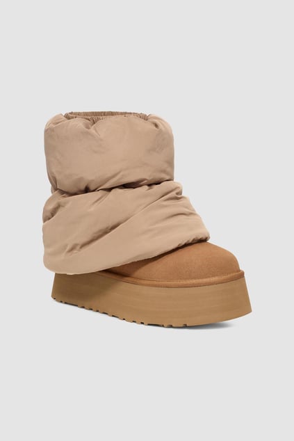 UGG UGG Kadın Süet Topuk Dolgu Neopren Gövde Boğaz Kısmı Çorap Geçmeli Taba Bot & Bootie 1158275-TABA