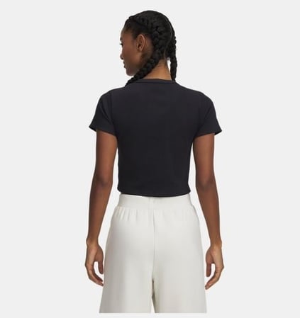 Under Armour Under Armour Kadın Pamuklu Kısa Kollu Düz Crop Siyah T-Shirt 6000264-001
