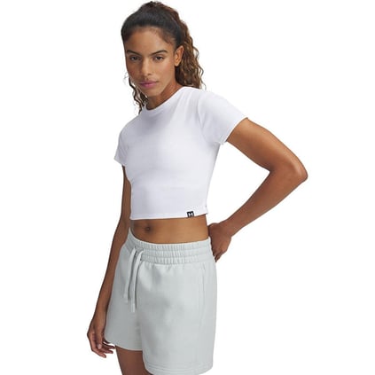 Under Armour Under Armour Kadın Pamuklu Kısa Kollu Düz Crop Beyaz T-Shirt 6000264-100