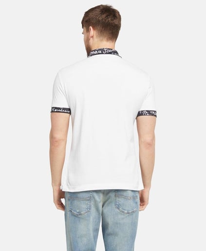 Versace Versace Erkek Polo Yaka Kısa Kollu Fermuar Detaylı Beyaz Polo Yaka T-Shirt 78GAGT02CJ01T-003