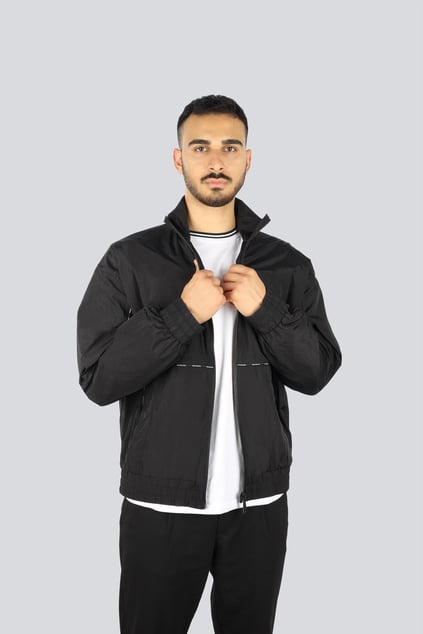 Versace Versace Erkek Regular Fit Dik Yaka Fermuarlı Uzun Kollu Siyah Ceket 78GASD11CQ04D-899