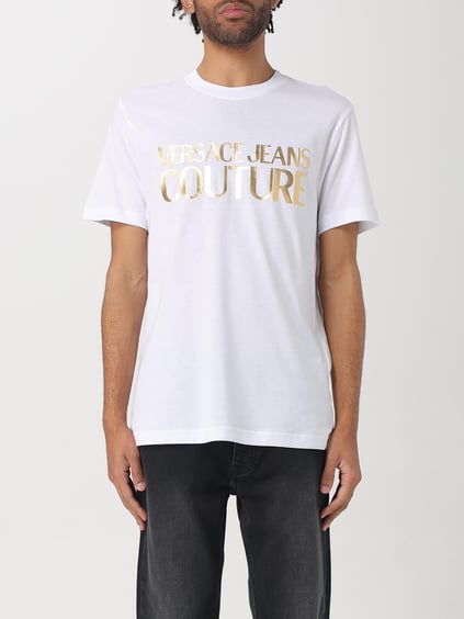 Versace Versace Erkek Regular Fit Yuvarlak Yaka Baskı Detaylı Kısa Kollu Beyaz-Altın T-Shirt 78GAHT05CJ00T-G03