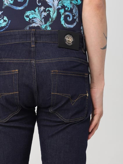 Versace Versace Erkek Slim Fit Dar Paça Düz Denim Lacivert Pantolon 78GAB5D0CDWA7-904