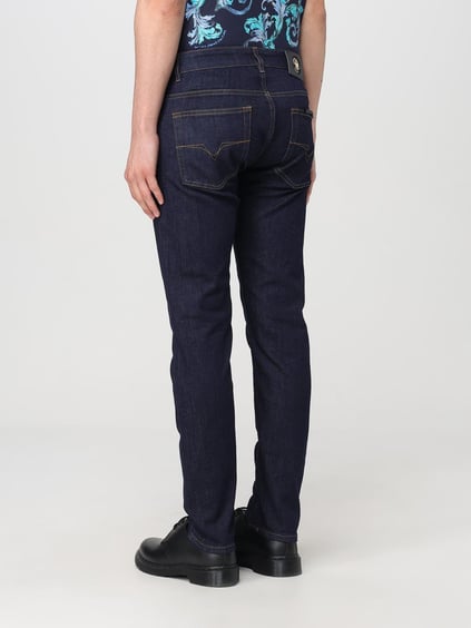 Versace Versace Erkek Slim Fit Dar Paça Düz Denim Lacivert Pantolon 78GAB5D0CDWA7-904