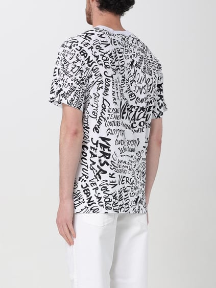 Versace Versace Erkek Yuvarlak Yaka Logo Baskılı Kısa Kollu Beyaz-Siyah T-Shirt 78GAH6R0JS440-L02