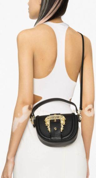 Versace Versace Kadın Gold Kapamalı Desenli Kısa Askılı Siyah Omuz Çantası 75VA4BF2ZS413-899