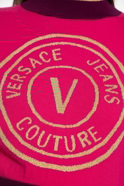 Versace Versace Kadın Logolu Günlük Kullanım Uzun Kollu Pembe Kazak 75HAFM21 CM01A-455