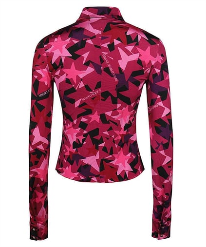 Versace Versace Kadın Marka Logolu Uzun Kollu Slim Fit Pembe Gömlek 75HAL213 JS213-455