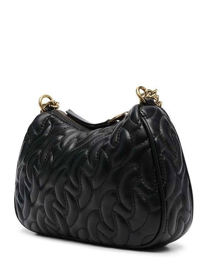 Versace Versace Kadın Siyah Üzerine Gold Marka Logolu Desenli Ayarlanabilir Zincir Askılı Siyah Omuz Çantası 75VA4BA7ZS803-899