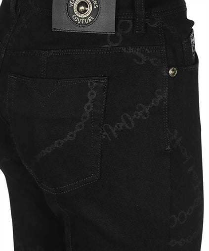 Versace Versace Kadın Slim Fit Normal Bel Pamuklu Siyah Jeans 75HAB5X0DS010L54-909