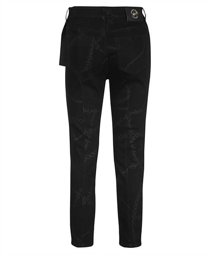 Versace Versace Kadın Slim Fit Normal Bel Pamuklu Siyah Jeans 75HAB5X0DS010L54-909