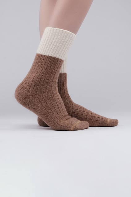 Mısırlı Kadın Soft Peluş Termal Tekli Bej Soket Çorap