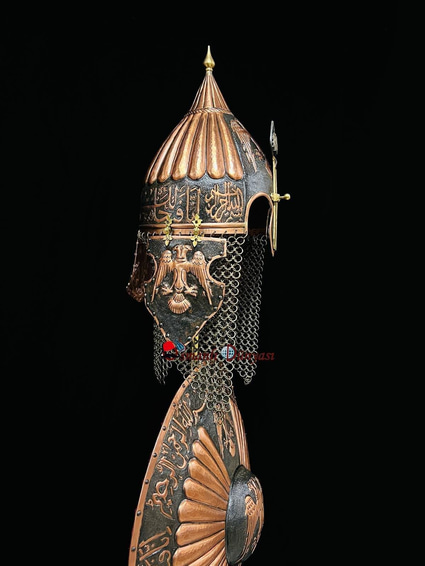 Seljuk Helmet and Shield Set with Surah Al-Fath