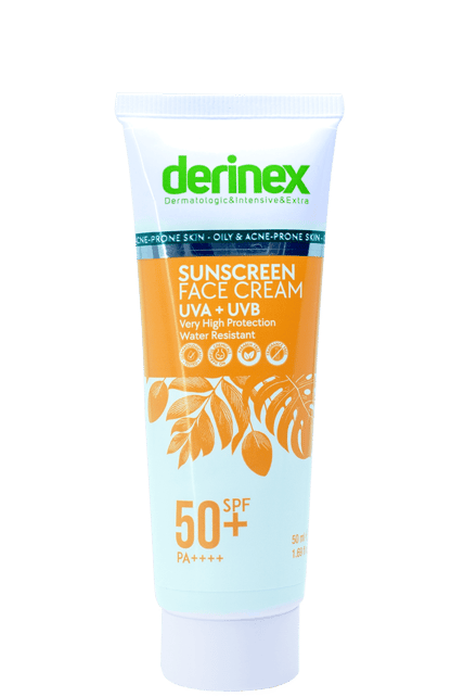 Derinex Güneş Koruyucu Yüz Kremi SPF 50+ Yağlı ve Akneli Ciltler için 50 ml