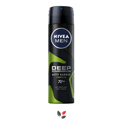 Nivea Men Erkek Sprey Deodorant Deep Dimension Amazonia 150ml, 72 Saat Anti-perspirant Ter Koruması