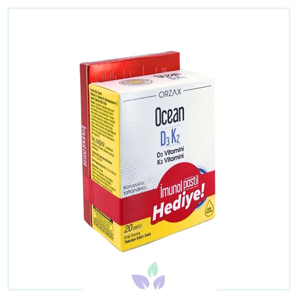 Ocean D3+K2 Damla 20 ml + Orzax Imunol Pastil 12 Yumuşak Pastil