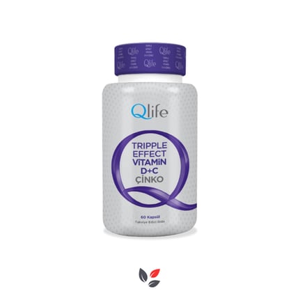 QLife Tripple Effect Vitamin C+D Çinko 60 Kapsül