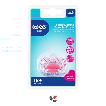 Wee Baby 838 Şeffaf Desenli Damaklı Emzik No 3