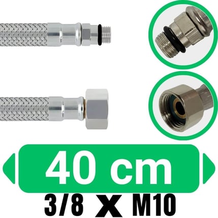 3/8xM10 Kısa-40 cm Batarya Bağlantı Flex Hortumu