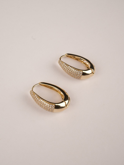Damla Taşlı Gold Küpe
