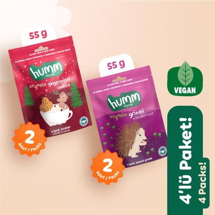 Organik Vegan Tatlı Tuzlu Atıştırmalık Paketi 4 adet (2 çeşit) görseli.