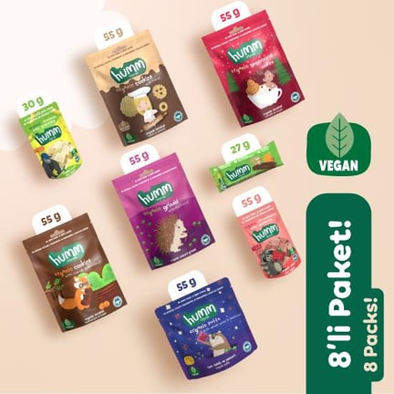 Organik Vegan Tatlı Tuzlu Atıştırmalık Paketi 8 adet (8 çeşit) görseli.