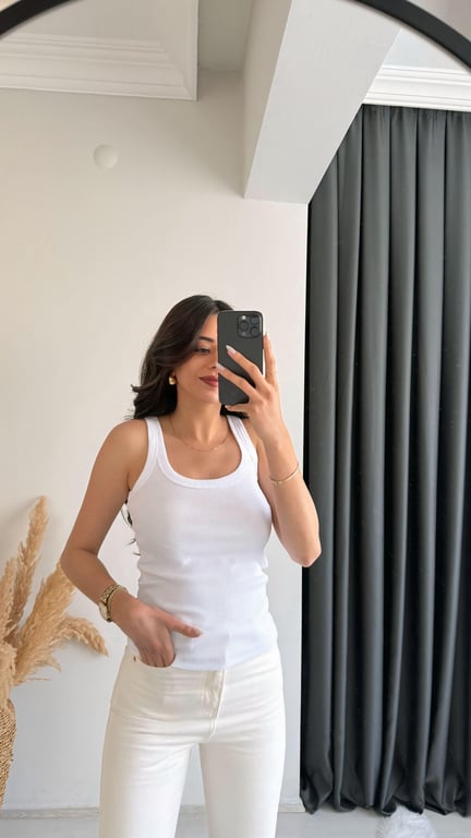 Masi Kalın Biyeli Tam Pamuklu Premium Atlet Beyaz
