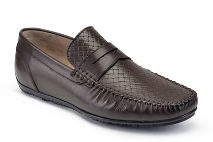 Kahverengi Örgü Detaylı Loafer Yazlık Ayakkabı 