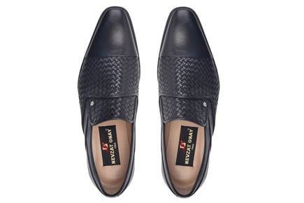 Siyah Örgü Detaylı Kösele Loafer