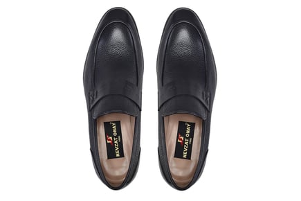 Siyah Hakiki Deri Bağcıksız Loafer Erkek Günlük Ayakkabı