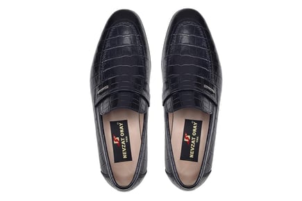 Siyah Kroko Erkek Loafer Ayakkabı