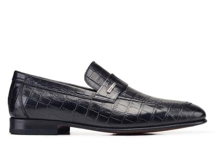 Siyah Kroko Erkek Loafer Ayakkabı